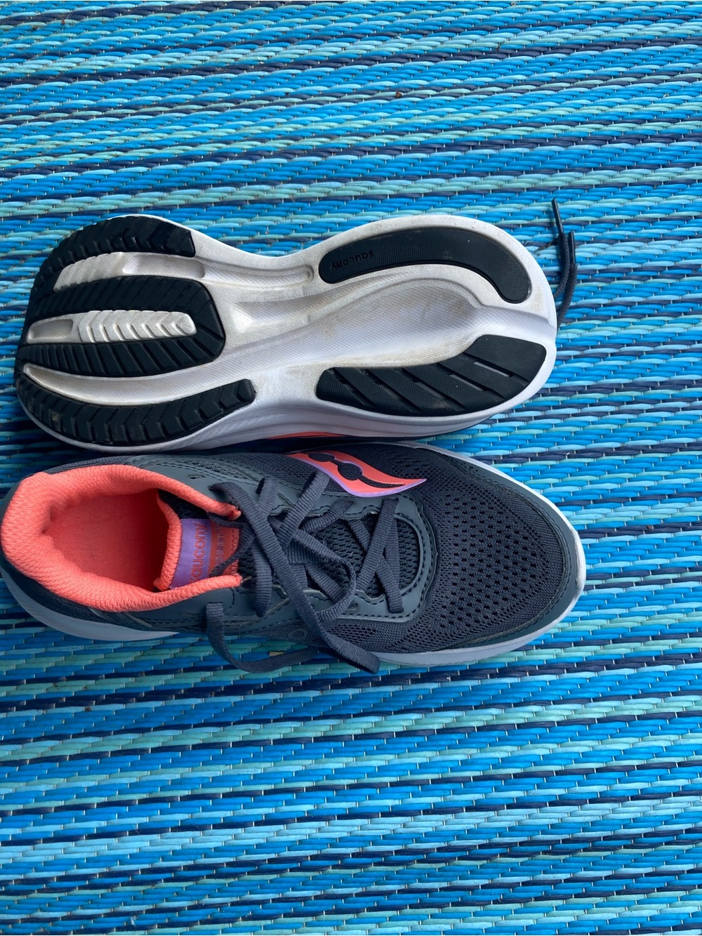 Saucony women’s running shoes, Sz 6,
Charcoal gray and orange - Picture 3 of 4